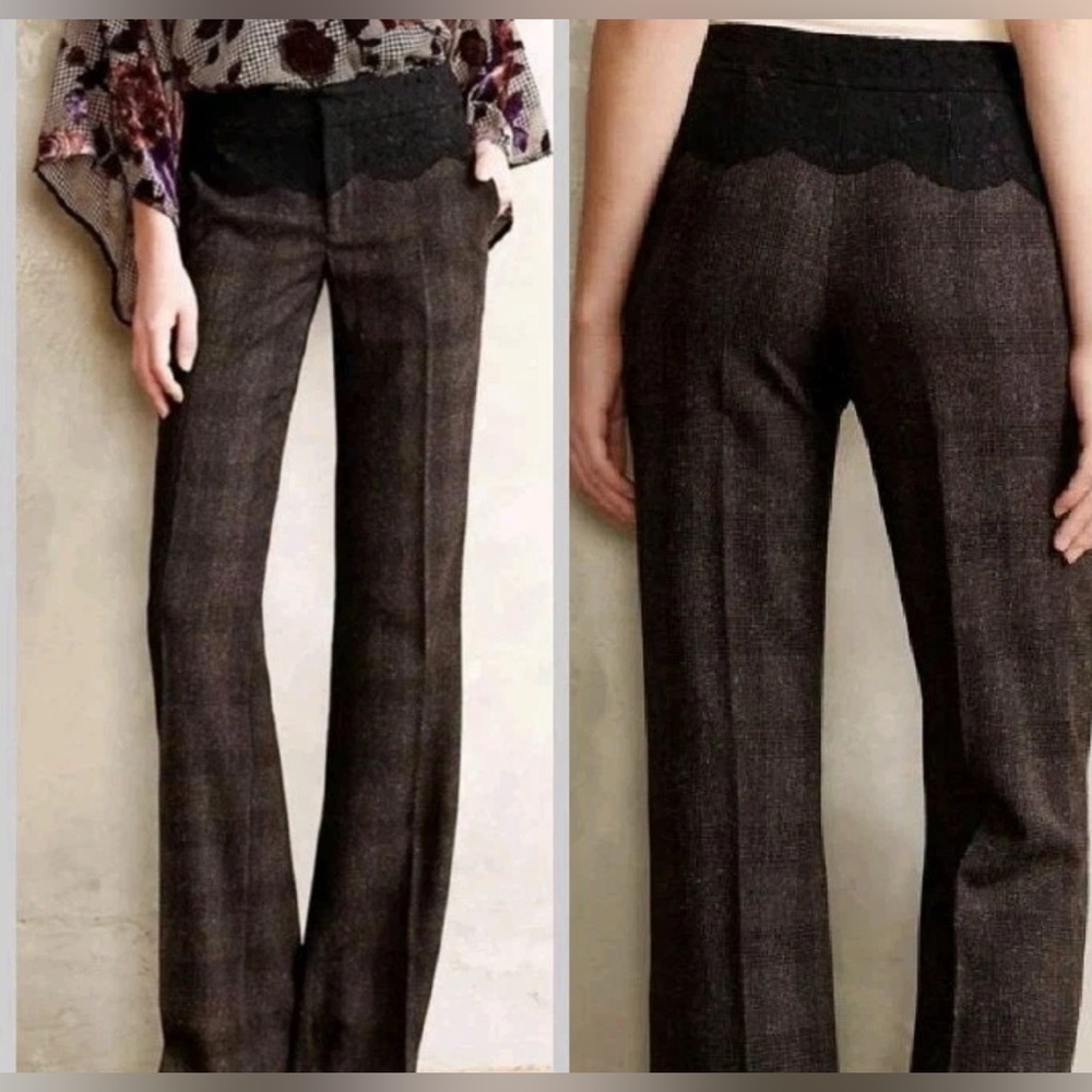 Anthropologie Elevenses The Brighton Lace Waist Flare Pants – Size 4